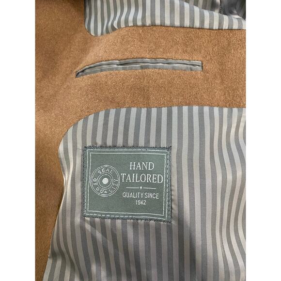 NWT Angelo Rossi Men's 44 Brown Hand Tailored Micro Tech Wool Coat - Picture 8 of 11